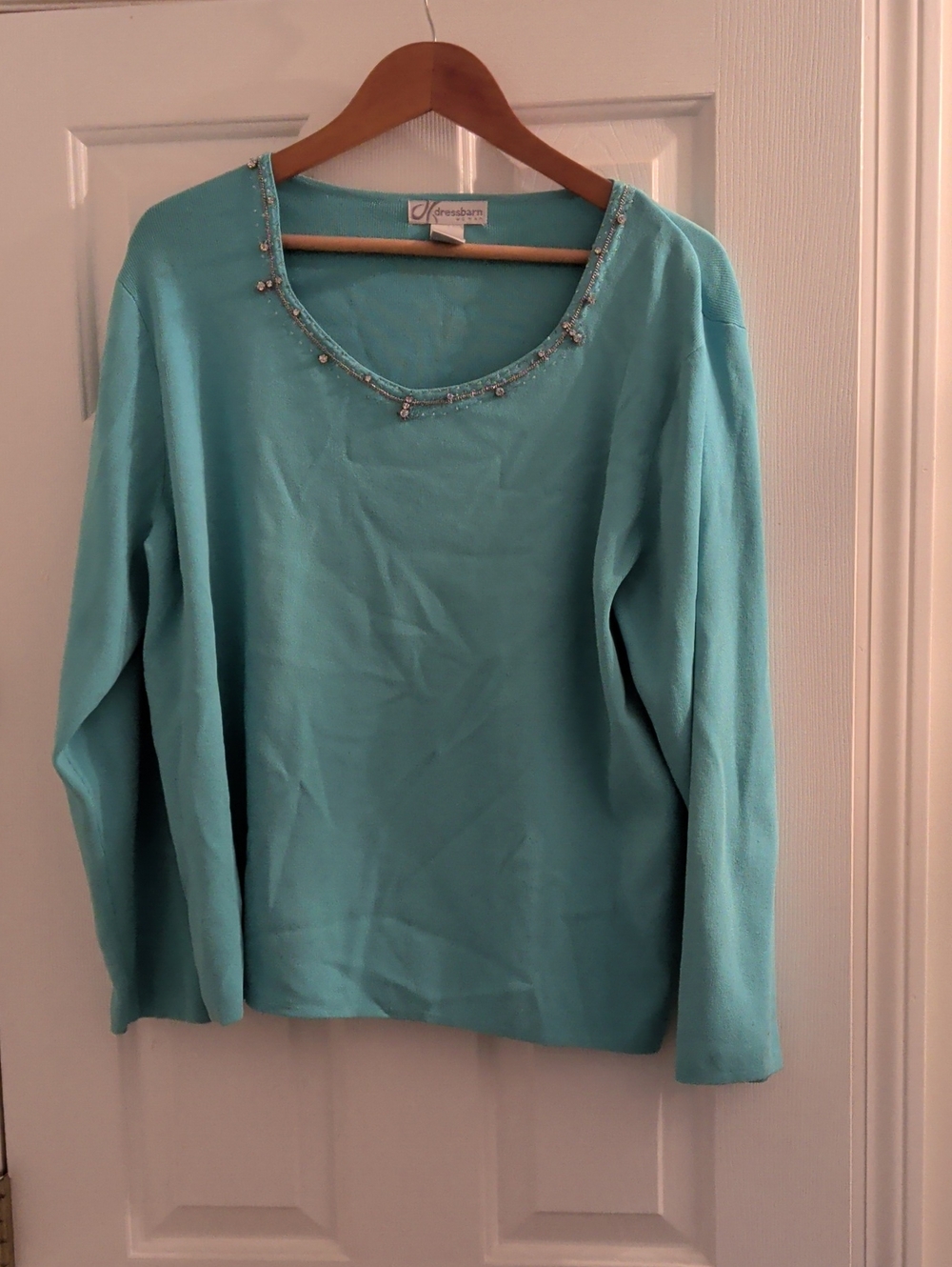 dressbarn Embellished Long Sleeve Top Teal XL (16/18) Like New